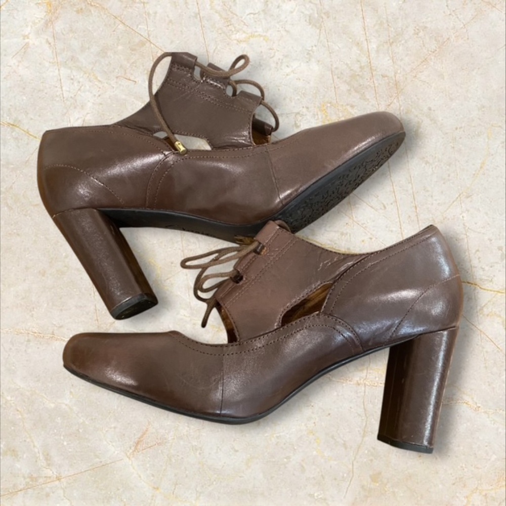 Indigo by Clark's Brown Loyal Heart Lace-up Heels, Comfy, Size 9.5 M - Picture 5 of 7